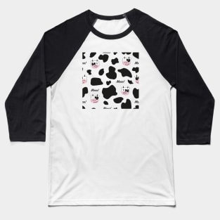 Cute cow Moo face black white Baseball T-Shirt
